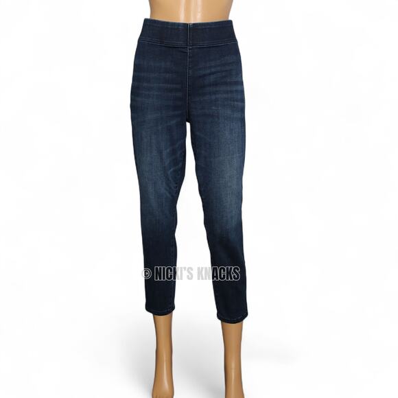 Simply Vera Vera Wang Pull On Crop Jeans Dark Wash High Rise Stretch Size 16 - Picture 2 of 9